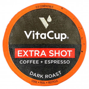 VitaCup, Extra Shot, кофе + эспрессо, темная обжарка, 16 капсул по 11 г (0,39 унции) в Москве - eco-herb.ru | фото