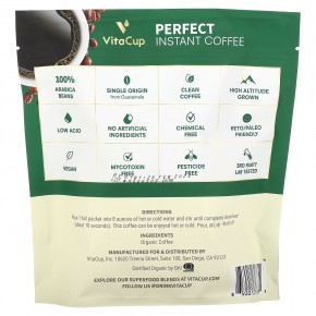 VitaCup, Perfect Instant Coffee, органический, с низким содержанием кислоты, темная обжарка, 24 порции стиков по 2,5 г (0,09 унции) в Москве - eco-herb.ru | фото