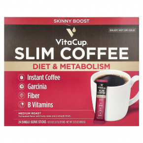 VitaCup, Растворимый кофе Slim Blend, средней обжарки, 24 палочки, по 3,7 г (0,13 унции) каждая в Москве - eco-herb.ru | фото