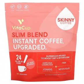 VitaCup, Растворимый кофе Slim Blend, средней обжарки, 24 палочки, по 3,7 г (0,13 унции) каждая в Москве - eco-herb.ru | фото