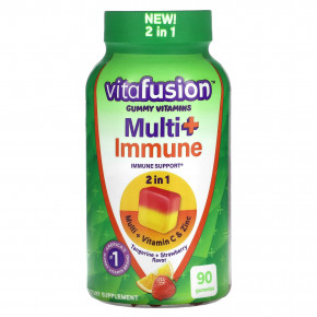 VitaFusion, Жевательные мармеладки для иммунитета Multi +, с мандарином и клубникой, 90 жевательных таблеток в Москве - eco-herb.ru | фото