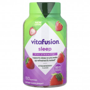 VitaFusion, жевательные таблетки для сна, максимальная сила действия, со вкусом клубники, 100 жевательных таблеток - описание | фото