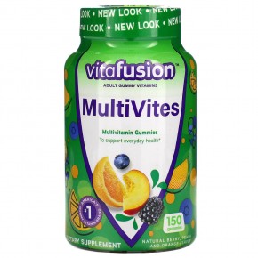 VitaFusion, MultiVites, незаменимые мультивитамины, натуральный ягодный, персиковый и апельсиновый вкусы, 150 жевательных таблеток в Москве - eco-herb.ru | фото