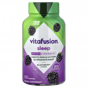 VitaFusion, Sleep, жевательные таблетки с мелатонином, ежевика, 120 жевательных таблеток (2,5 мг в 1 таблетке) - описание | фото