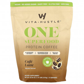 VitaHustle, One Superfood Protein, кофе латте, 670 г (1,47 фунта) - описание | фото