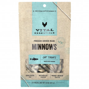 Vital Essentials, сублимированные необработанные лакомства для кошек, Minноу, 28,3 г (1 унция) - описание
