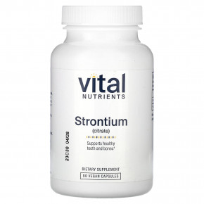 Vital Nutrients, Цитрат стронция, 90 веганских капсул (227 мг на капсулу) - описание | фото