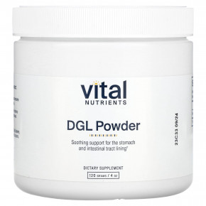 Vital Nutrients, DGL, порошок, 120 г (4 унции) - описание | фото