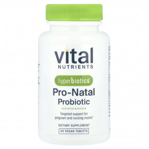Vital Nutrients, Hyperbiotics®, натальный пробиотик, 30 веганских таблеток - описание | фото