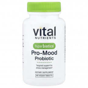 Vital Nutrients, Hyperbiotics®, пробиотик для улучшения настроения, 60 веганских таблеток - описание | фото