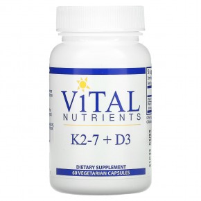 Vital Nutrients, K2-7 + D3, 60 вегетарианских капсул - описание | фото