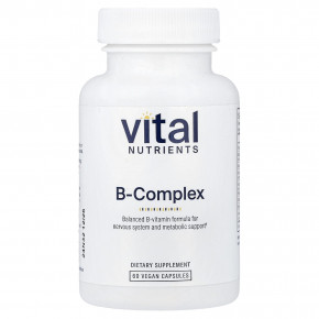 Vital Nutrients, комплекс витаминов группы B, 60 веганских капсул - описание | фото