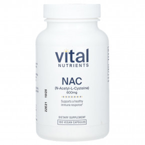 Vital Nutrients, NAC, 600 мг, 100 веганских капсул - описание | фото