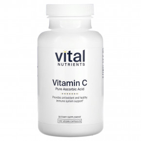 Vital Nutrients, витамин C, 120 веганских капсул (1000 мг в 1 капсуле) - описание | фото