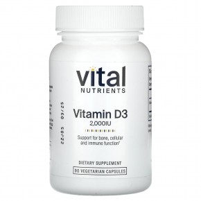 Vital Nutrients, Витамин D3, 2000 МЕ, 90 вегетарианских капсул в Москве - eco-herb.ru | фото