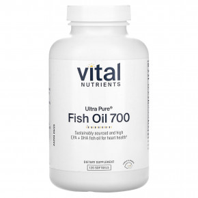 Vital Nutrients, ультрачистый рыбий жир 700, со вкусом лимона, 120 капсул - описание
