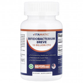 Vitamatic, Bifidobacterium breve, 60 капсул DrCaps® из гипромеллозы - описание | фото