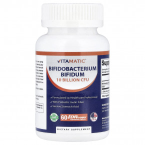 Vitamatic, бифидобактерии бифидум (Bifidobacterium bifidum), 60 капсул DRcaps® из гипромеллозы - описание | фото