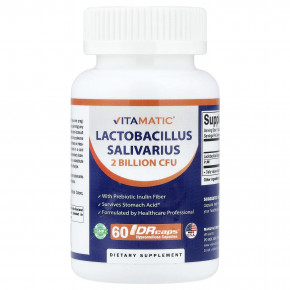 Vitamatic, лактобактерии саливариус (Lactobacillus salivarius), 2 млрд КОЕ, 60 капсул DRCaps® - описание | фото