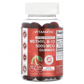 Vitamatic, Methyl B-12 Gummies, Extra Strength, Natural Cherry, 2,500 mcg, 120 Gummies в Москве - eco-herb.ru | фото