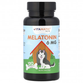 Vitamatic, Pets, мелатонин, говядина, 6 мг, 120 таблеток - описание | фото