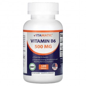 Vitamatic, Витамин B6, 500 мг, 120 таблеток в Москве - eco-herb.ru | фото