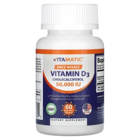 Vitamatic, Витамин D3, 50 000 МЕ, 60 растительных капсул в Москве - eco-herb.ru | фото