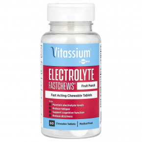 Vitassium, Electrolyte FastChews®, Fruit Punch , 60 Chewable Tablets в Москве - eco-herb.ru | фото