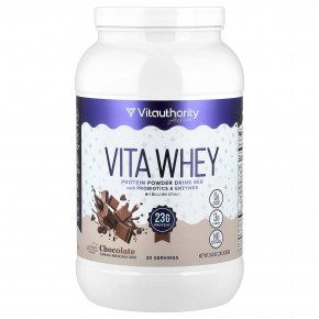 Vitauthority, Active, Vita Whey, протеиновая смесь для приготовления напитка, шоколад, 990 г (2,18 фунта) - описание
