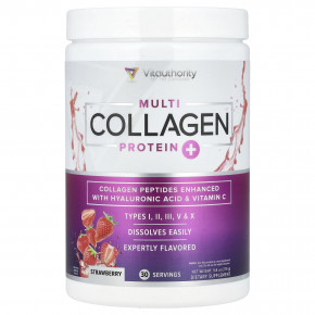 Vitauthority, Multi Collagen Protein +, клубника, 279 г (9,8 унции) - описание