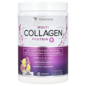 Vitauthority, Multi Collagen Protein +, розовый лимонад, 276 г (9,7 унции) - описание