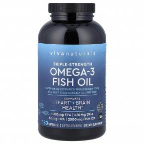 Viva Naturals, рыбий жир с омега-3, тройной концентрации, 180 капсул (1250 мг в 1 капсуле) в Москве - eco-herb.ru | изображение Viva Naturals, рыбий жир с омега-3, тройной концентрации, 180 капсул (1250 мг в 1 капсуле) в Москве - eco-herb.ru | фото