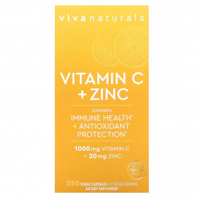 Viva Naturals, Vitamin C + Zinc, 250 Veggie Capsules в Москве - eco-herb.ru | фото