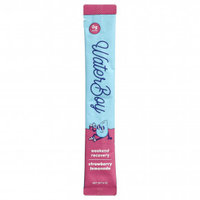 Waterboy, Weekend Recovery, смесь для приготовления напитков с электролитами для гидратации, со вкусом клубничного лимонада, 8 порционных стиков по 6,5 г (0,23 унции) в Москве - eco-herb.ru | фото
