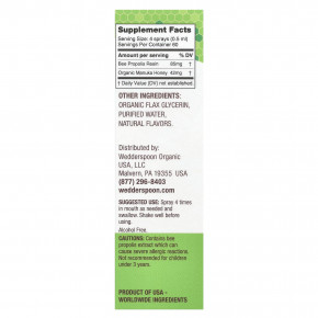 Wedderspoon, Manuka Honey, & Propolis, спрей для горла, ромашка и мята, MGO 400+, 30 мл (1 жидк. унц.) в Москве - eco-herb.ru | фото