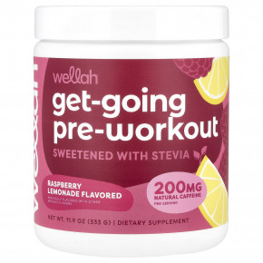 Wellah, Get-Going Pre-Workout, малиновый лимонад, 333 г (11,9 унции) - описание | фото