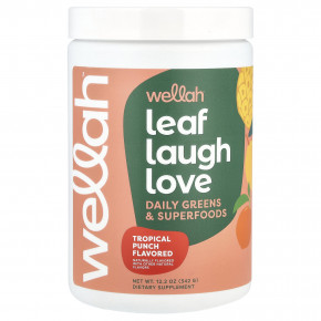 Wellah, Leaf Laugh Love, Daily Greens & Superfood, тропический пунш, 342 г (12,2 унции) в Москве - eco-herb.ru | изображение Wellah, Leaf Laugh Love, Daily Greens & Superfood, тропический пунш, 342 г (12,2 унции) в Москве - eco-herb.ru | фото