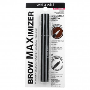 wet n wild, Brow Maximizer, пудра + гель Duo, коричневый цвет, пудра - 0,8 г (0,02 унции), гель - 3,5 мл (0,11 жидк. унц.) в Москве - eco-herb.ru | фото