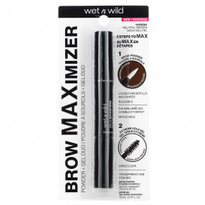 wet n wild, Brow Maximizer, пудра + гель Duo, нейтральный коричневый, пудра - 0,8 г (0,02 унции), гель - 3,5 мл (0,11 жидк. унц.) в Москве - eco-herb.ru | фото