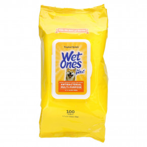 Wet Ones, For Pets!, универсальные антибактериальные салфетки, для собак, тропический спрей, 100 шт. - описание | фото