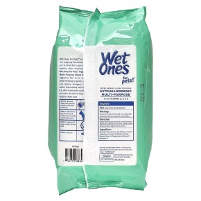 Wet Ones, Гипоаллергенное универсальное средство с салфетками с витаминами A, C и E, для собак, без отдушек, 100 салфеток в Москве - eco-herb.ru | фото