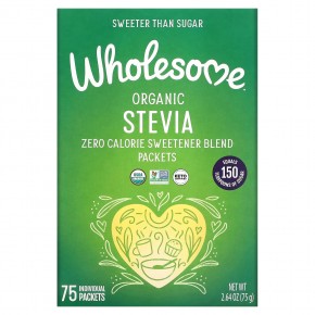 Wholesome Sweeteners, Органическая стевия, смесь подсластителей с нулевой калорийностью, 75 отдельных пакетиков, 75 г (2,65 унции) в Москве - eco-herb.ru | фото