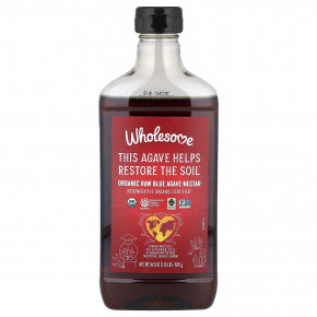 Wholesome Sweeteners, Органический необработанный нектар из голубой агавы, 525 г (18,5 унции) - подробнее Wholesome Sweeteners, Органический необработанный нектар из голубой агавы, 525 г (18,5 унции) - описание