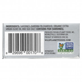 Wild Planet, филе диких сардинов без кожи и костей, в нерафинированном оливковом масле высшего качества, 120 г (4,25 унции) в Москве - eco-herb.ru | изображение Wild Planet, филе диких сардинов без кожи и костей, в нерафинированном оливковом масле высшего качества, 120 г (4,25 унции) в Москве - eco-herb.ru | фото