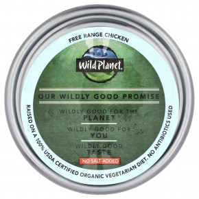Wild Planet, Органическая жареная куриная грудка с ребрышками, без добавления соли, 142 г (5 унций) в Москве - eco-herb.ru | фото