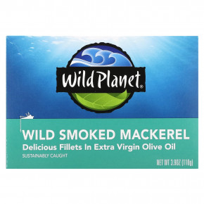 Wild Planet, Скумбрия из дикого копчения, 110 г (3,9 унции) - описание | фото