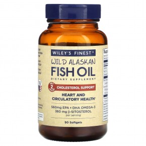 Wiley's Finest, Жир диких аляскинских рыб, поддержка холестерина, 90 мягких таблеток в Москве - eco-herb.ru | фото