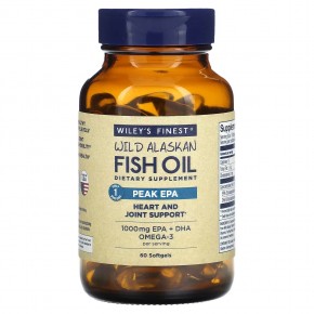 Wiley's Finest, Жир диких аляскинских рыб, пик ЭПК, 60 мягких таблеток - описание