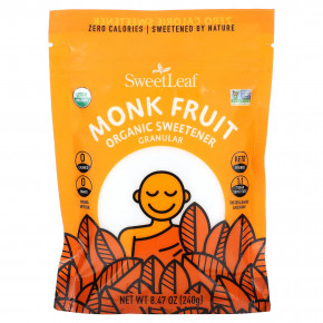 SweetLeaf Stevia, Органический подсластитель Monk Fruit, гранулированный, 240 г (8,47 унции) - описание | фото