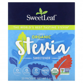 SweetLeaf Stevia, Органический подсластитель на основе стевии, 35 пакетиков, 28,3 г (1 унция) - описание | фото